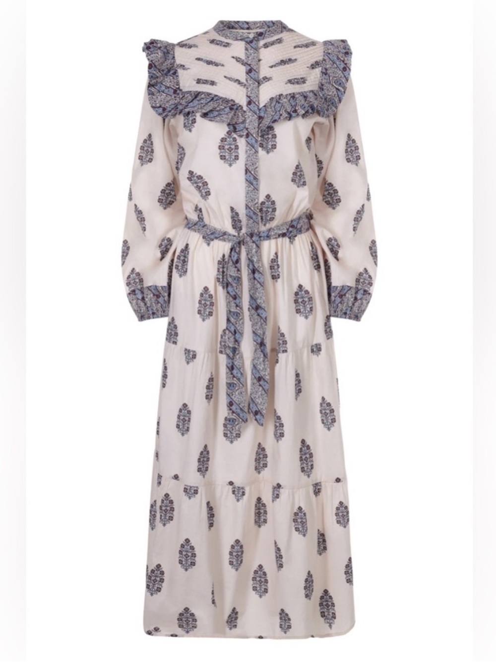 Sonmer || Jane Dress in Beige Floral Belted Blush Pink Medium NWT